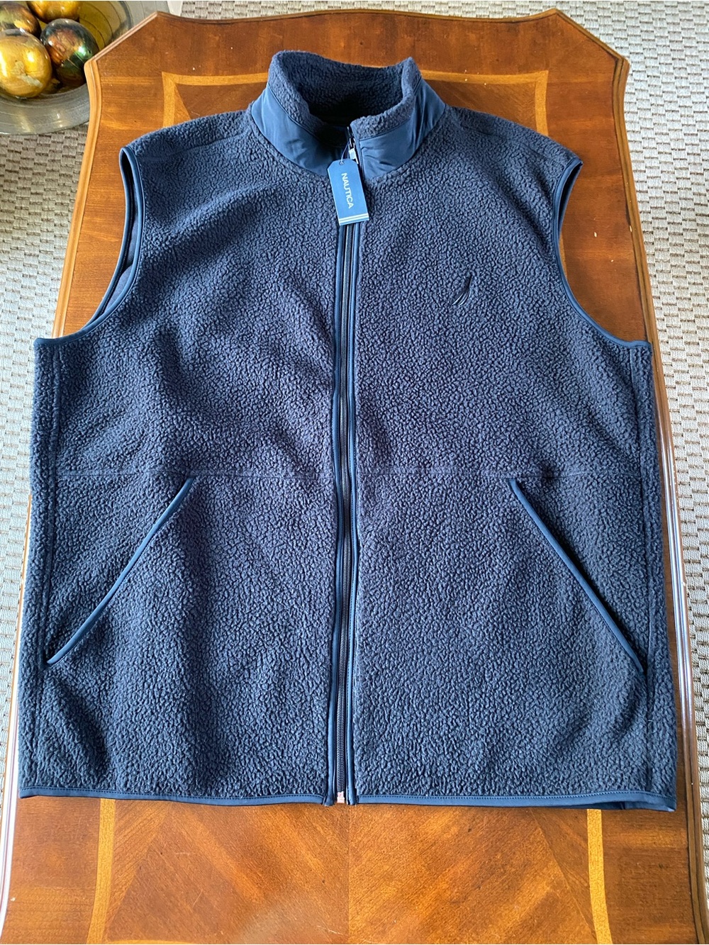 Nautica Men’s Black Sherpa Fleece Vest - Full Zip